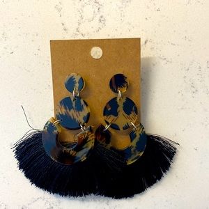 Black fringe earrings